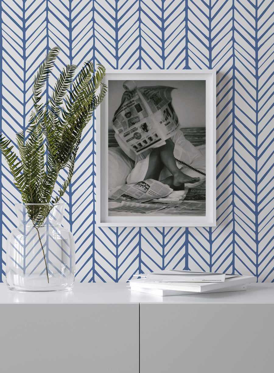 Chevron Wallpaper in Blue