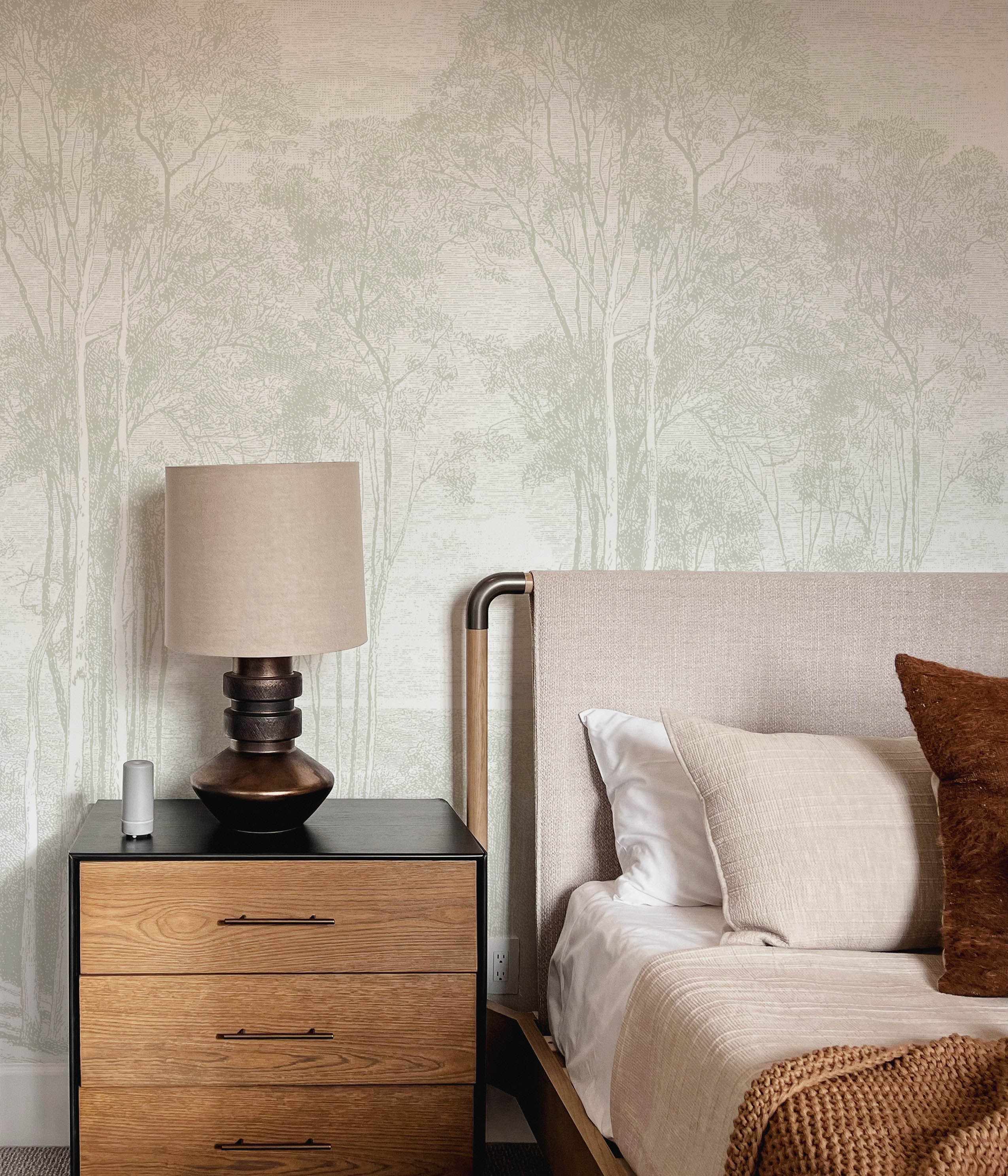 Eucalyptus Trees Soft Sage Green Wallpaper