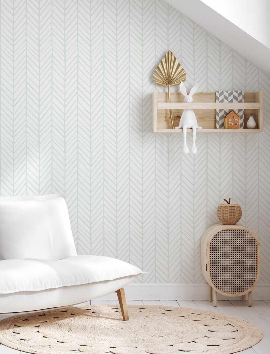 Chevron Wallpaper in Sage