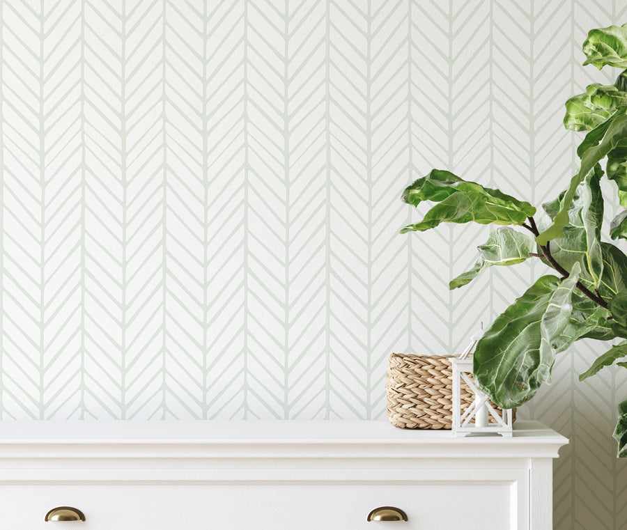 Chevron Wallpaper in Sage