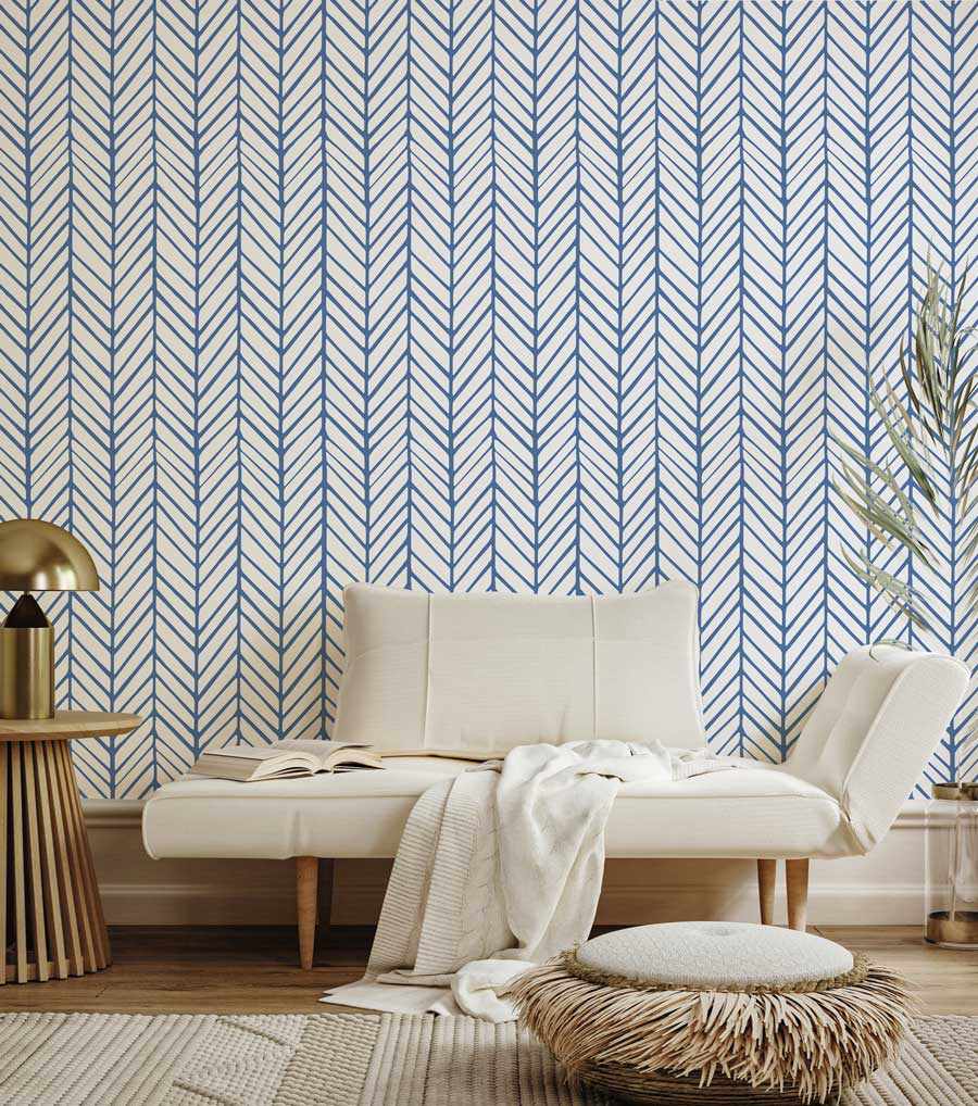 Chevron Wallpaper in Blue