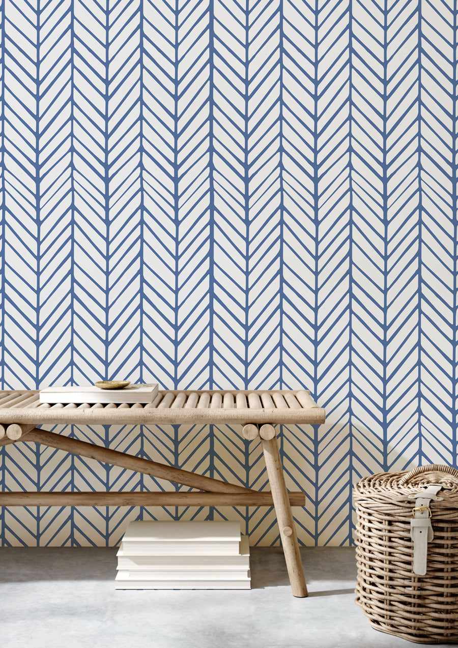 Chevron Wallpaper in Blue