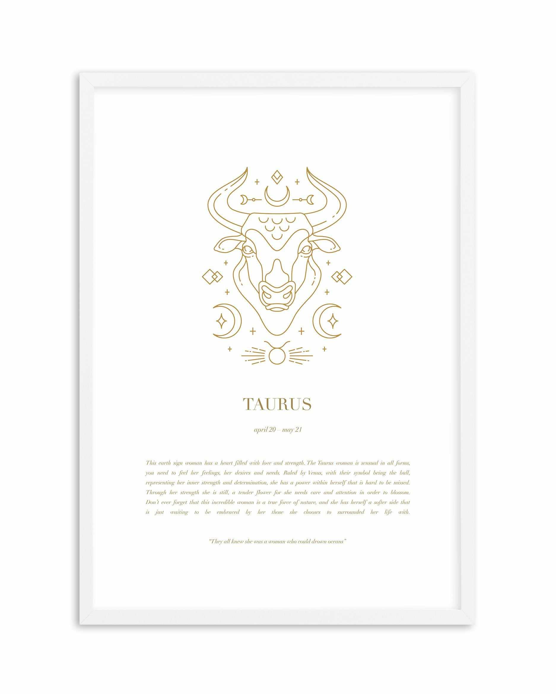 Taurus | Celestial Zodiac Art Print-PRINT-Olive et Oriel-Olive et Oriel-A4 | 8.3" x 11.7" | 21 x 29.7cm-White-With White Border-Buy-Australian-Art-Prints-Online-with-Olive-et-Oriel-Your-Artwork-Specialists-Austrailia-Decorate-With-Coastal-Photo-Wall-Art-Prints-From-Our-Beach-House-Artwork-Collection-Fine-Poster-and-Framed-Artwork