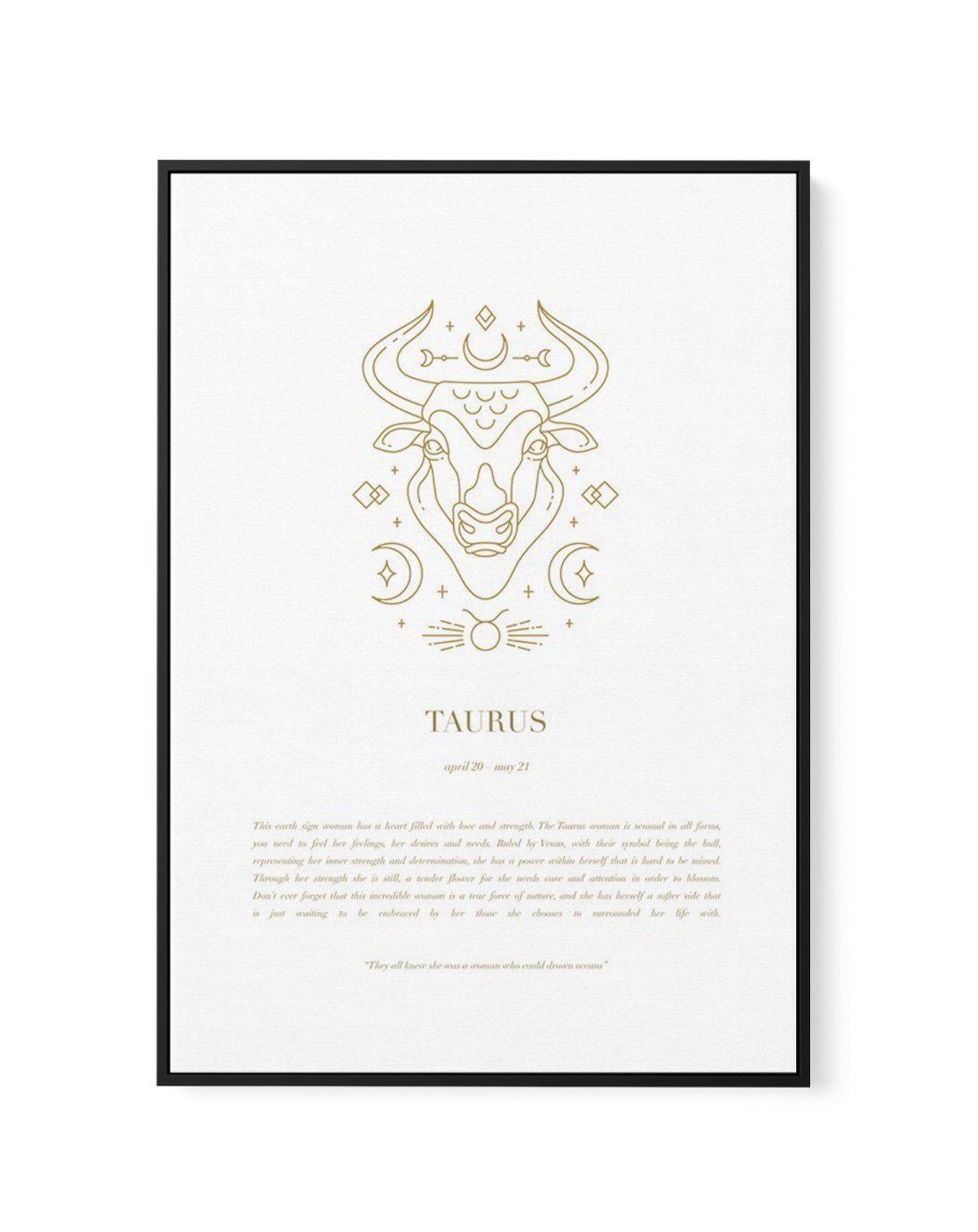 Taurus | Celestial Zodiac | Framed Canvas-CANVAS-You can shop wall art online with Olive et Oriel for everything from abstract art to fun kids wall art. Our beautiful modern art prints and canvas art are available from large canvas prints to wall art paintings and our proudly Australian artwork collection offers only the highest quality framed large wall art and canvas art Australia - You can buy fashion photography prints or Hampton print posters and paintings on canvas from Olive et Oriel and 