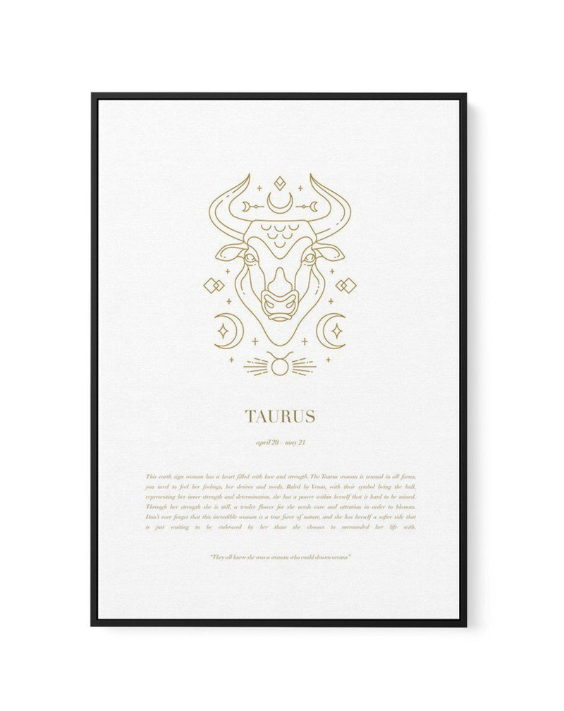 Taurus | Celestial Zodiac | Framed Canvas-CANVAS-You can shop wall art online with Olive et Oriel for everything from abstract art to fun kids wall art. Our beautiful modern art prints and canvas art are available from large canvas prints to wall art paintings and our proudly Australian artwork collection offers only the highest quality framed large wall art and canvas art Australia - You can buy fashion photography prints or Hampton print posters and paintings on canvas from Olive et Oriel and 