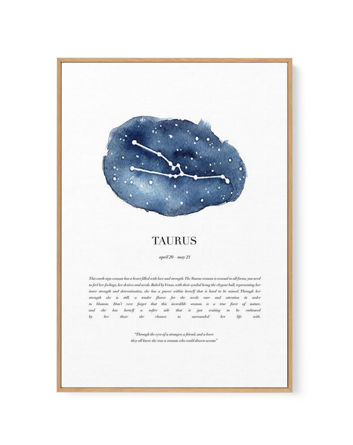 Taurus | Watercolour Zodiac | Framed Canvas-CANVAS-You can shop wall art online with Olive et Oriel for everything from abstract art to fun kids wall art. Our beautiful modern art prints and canvas art are available from large canvas prints to wall art paintings and our proudly Australian artwork collection offers only the highest quality framed large wall art and canvas art Australia - You can buy fashion photography prints or Hampton print posters and paintings on canvas from Olive et Oriel an