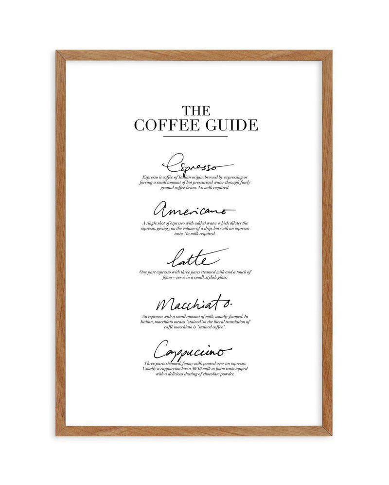 The Coffee Guide Art Print-PRINT-Olive et Oriel-Olive et Oriel-50x70 cm | 19.6" x 27.5"-Walnut-With White Border-Buy-Australian-Art-Prints-Online-with-Olive-et-Oriel-Your-Artwork-Specialists-Austrailia-Decorate-With-Coastal-Photo-Wall-Art-Prints-From-Our-Beach-House-Artwork-Collection-Fine-Poster-and-Framed-Artwork