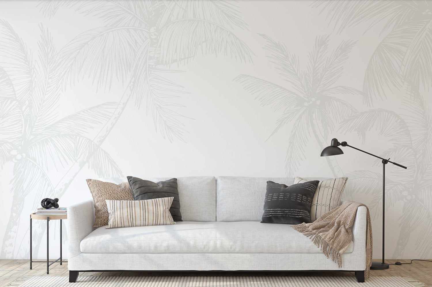 The Palms Wallpaper in Grey - Olive et Oriel