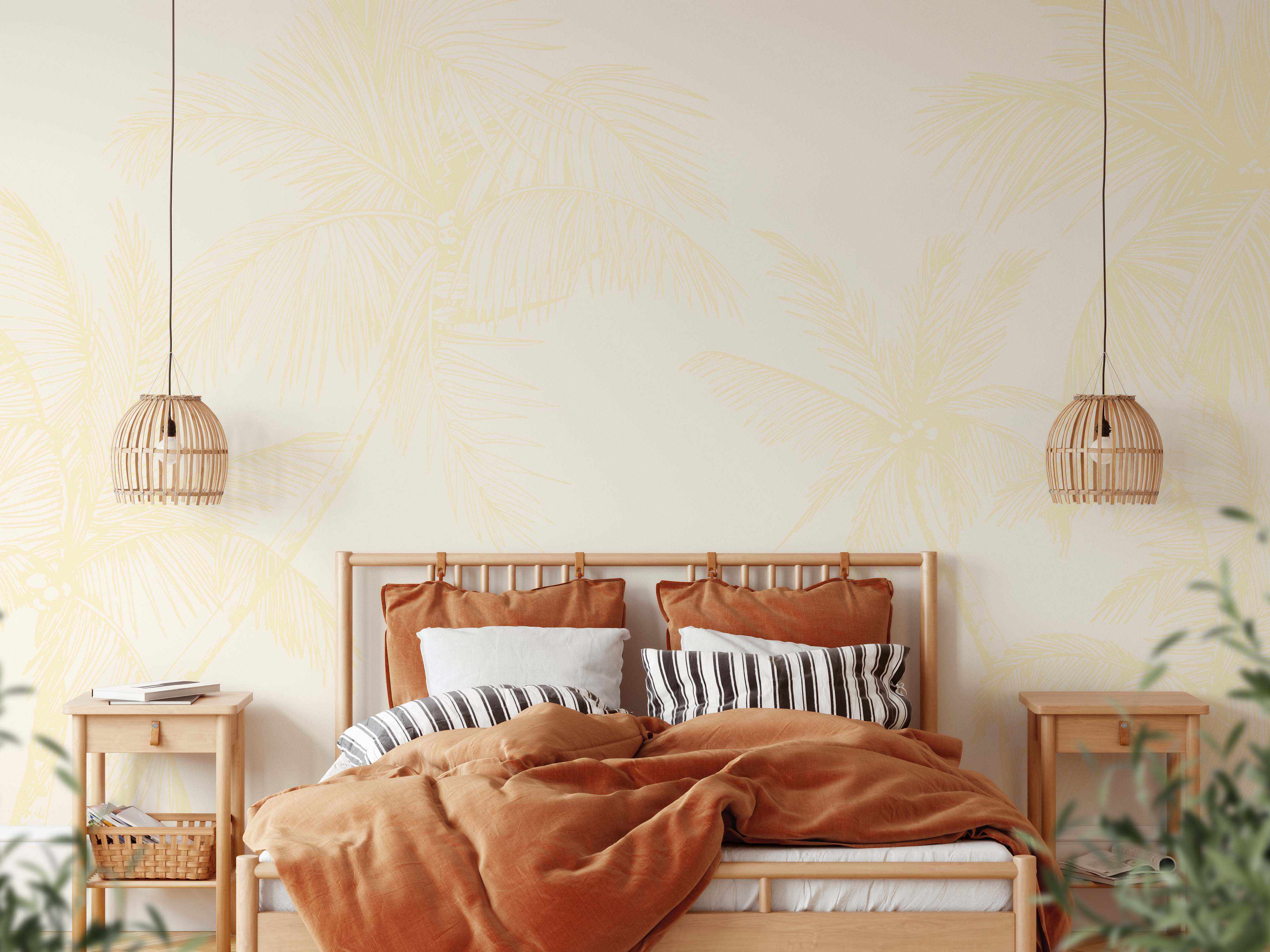 The Palms Wallpaper in Lemon - Olive et Oriel