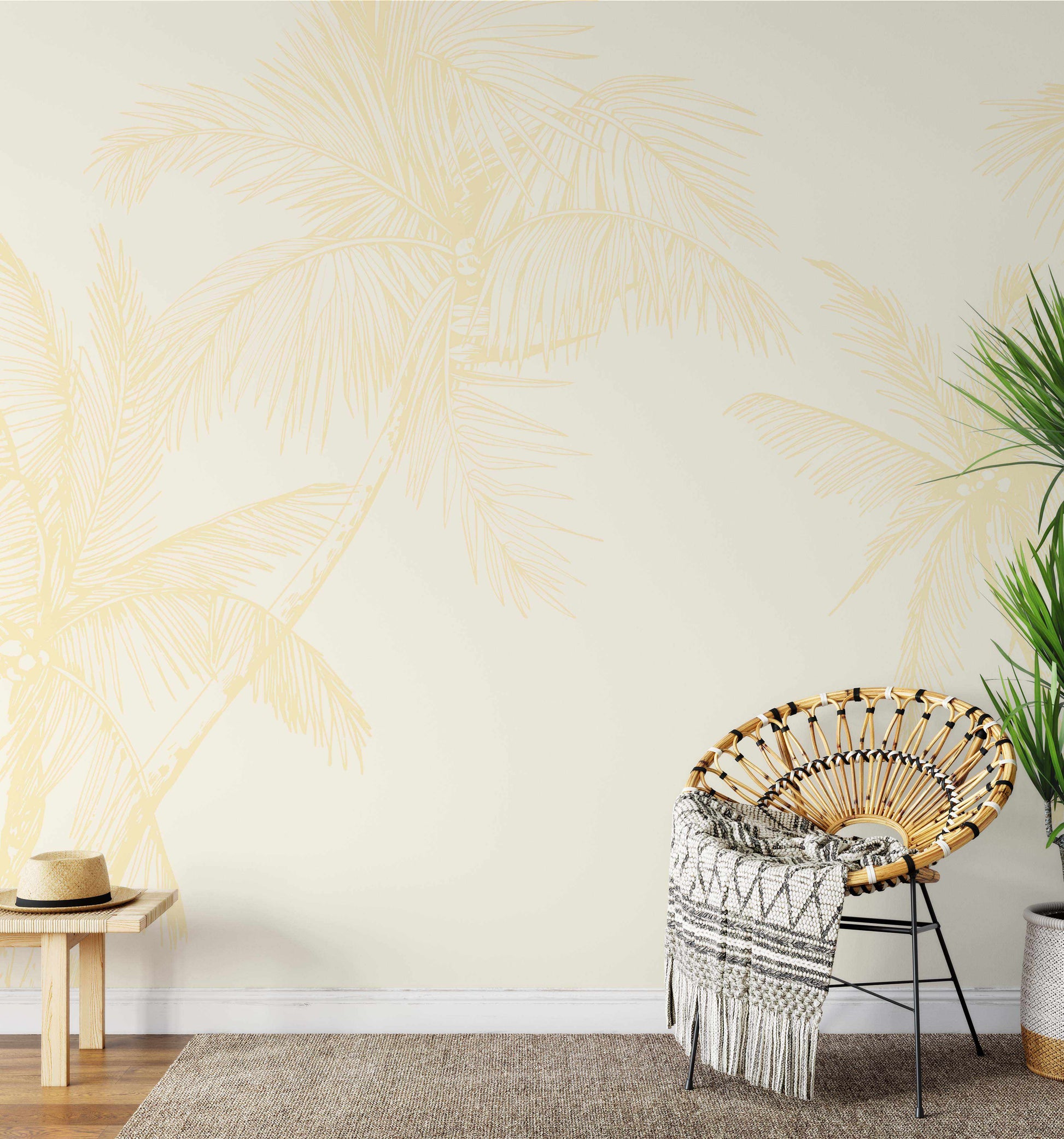 The Palms Wallpaper in Lemon - Olive et Oriel