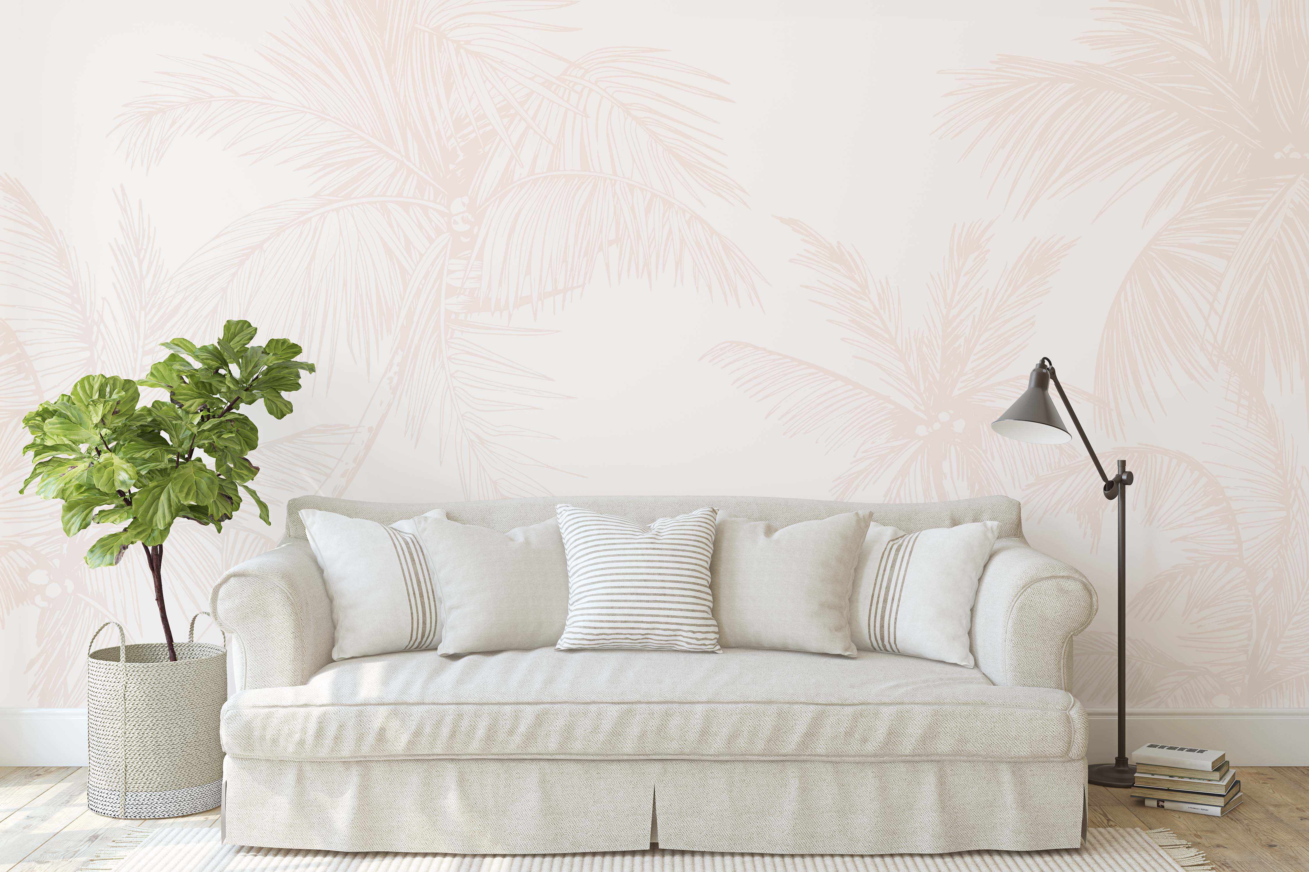 The Palms Wallpaper in Sand - Olive et Oriel