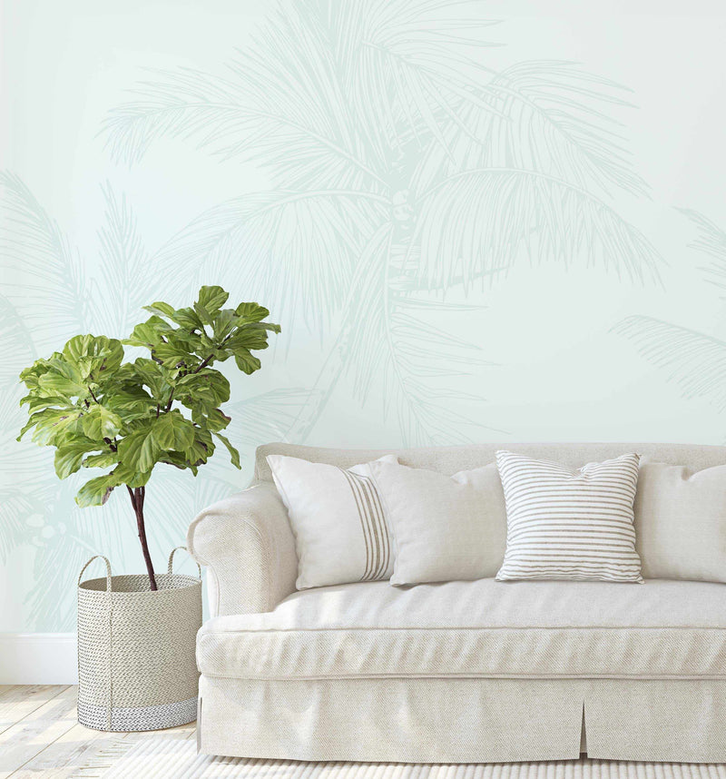 The Palms Wallpaper in Seafoam - Olive et Oriel