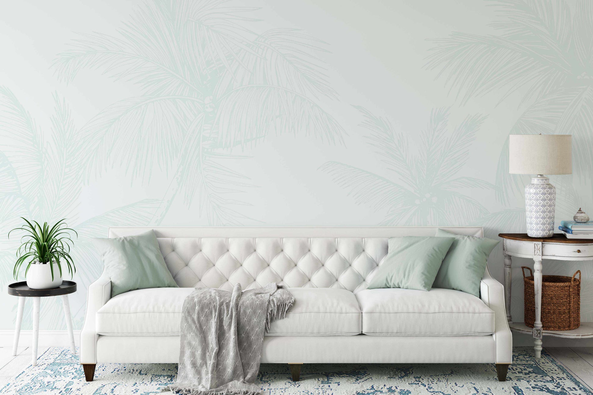 The Palms Wallpaper in Seafoam - Olive et Oriel