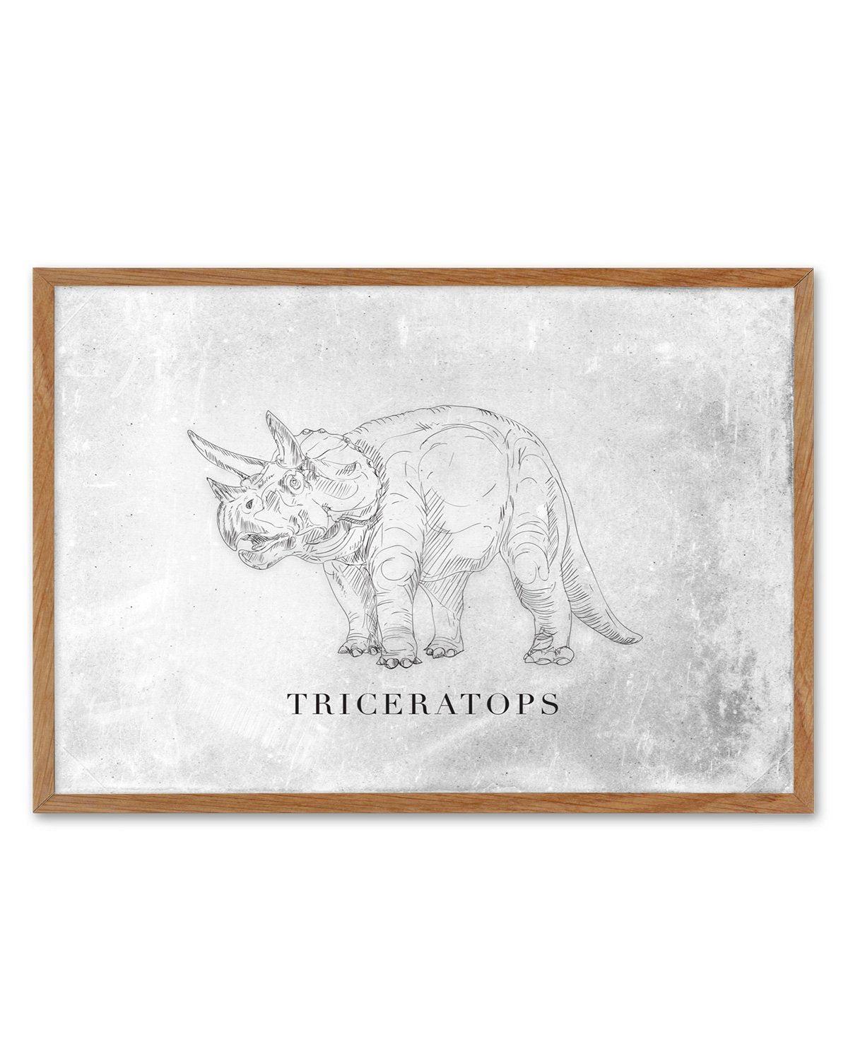 Triceratops LS | Dinosaur Collection Art Print-PRINT-Olive et Oriel-Olive et Oriel-50x70 cm | 19.6" x 27.5"-Walnut-With White Border-Buy-Australian-Art-Prints-Online-with-Olive-et-Oriel-Your-Artwork-Specialists-Austrailia-Decorate-With-Coastal-Photo-Wall-Art-Prints-From-Our-Beach-House-Artwork-Collection-Fine-Poster-and-Framed-Artwork