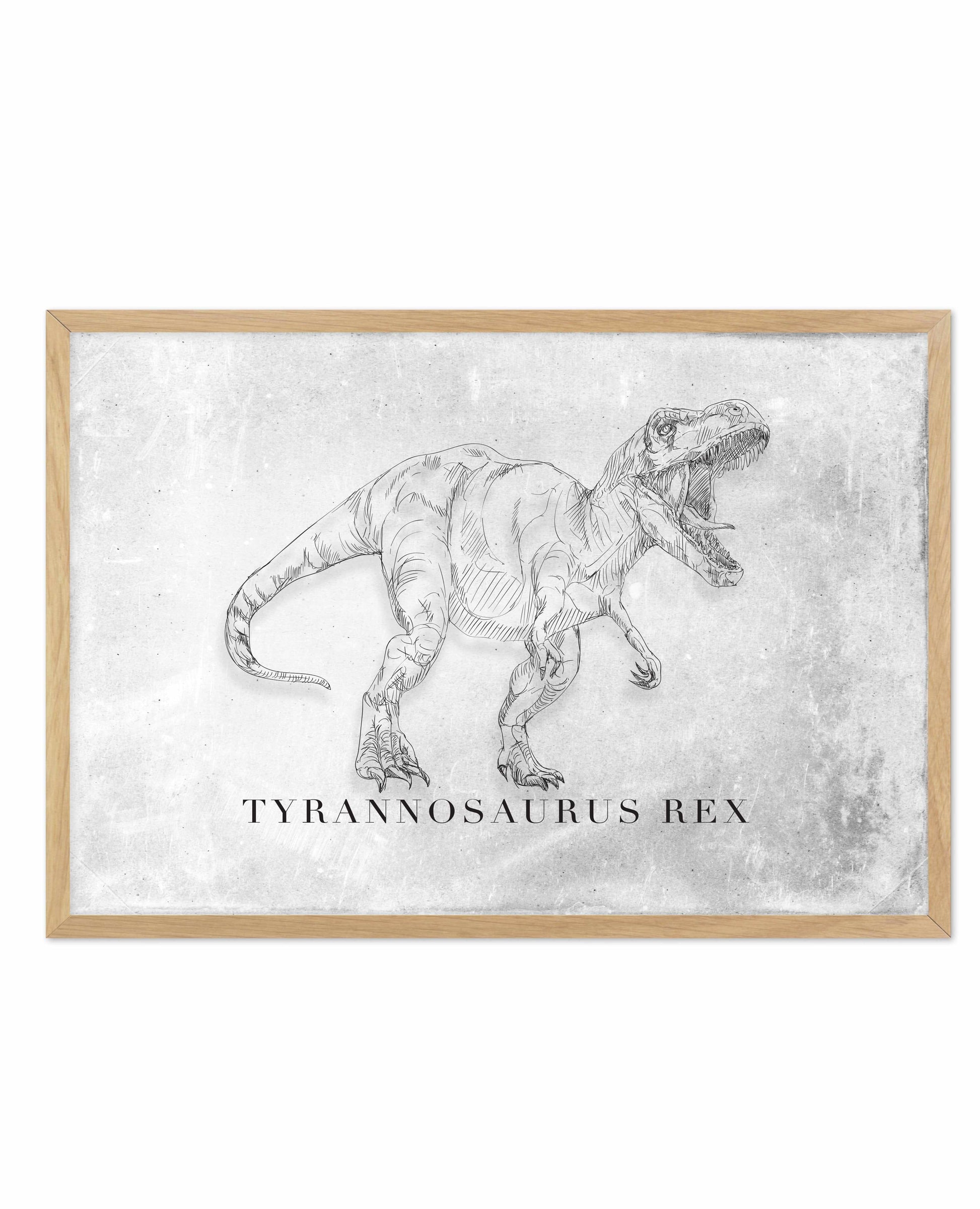 Tyrannosaurus Rex LS | Dinosaur Collection Art Print-PRINT-Olive et Oriel-Olive et Oriel-A5 | 5.8" x 8.3" | 14.8 x 21cm-Oak-With White Border-Buy-Australian-Art-Prints-Online-with-Olive-et-Oriel-Your-Artwork-Specialists-Austrailia-Decorate-With-Coastal-Photo-Wall-Art-Prints-From-Our-Beach-House-Artwork-Collection-Fine-Poster-and-Framed-Artwork