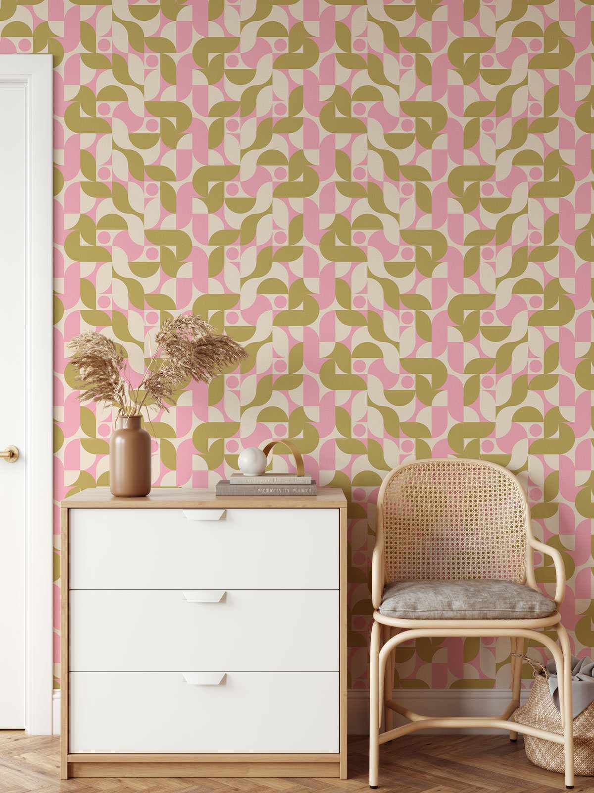 Van Life Retro Geometric Wallpaper - Olive et Oriel