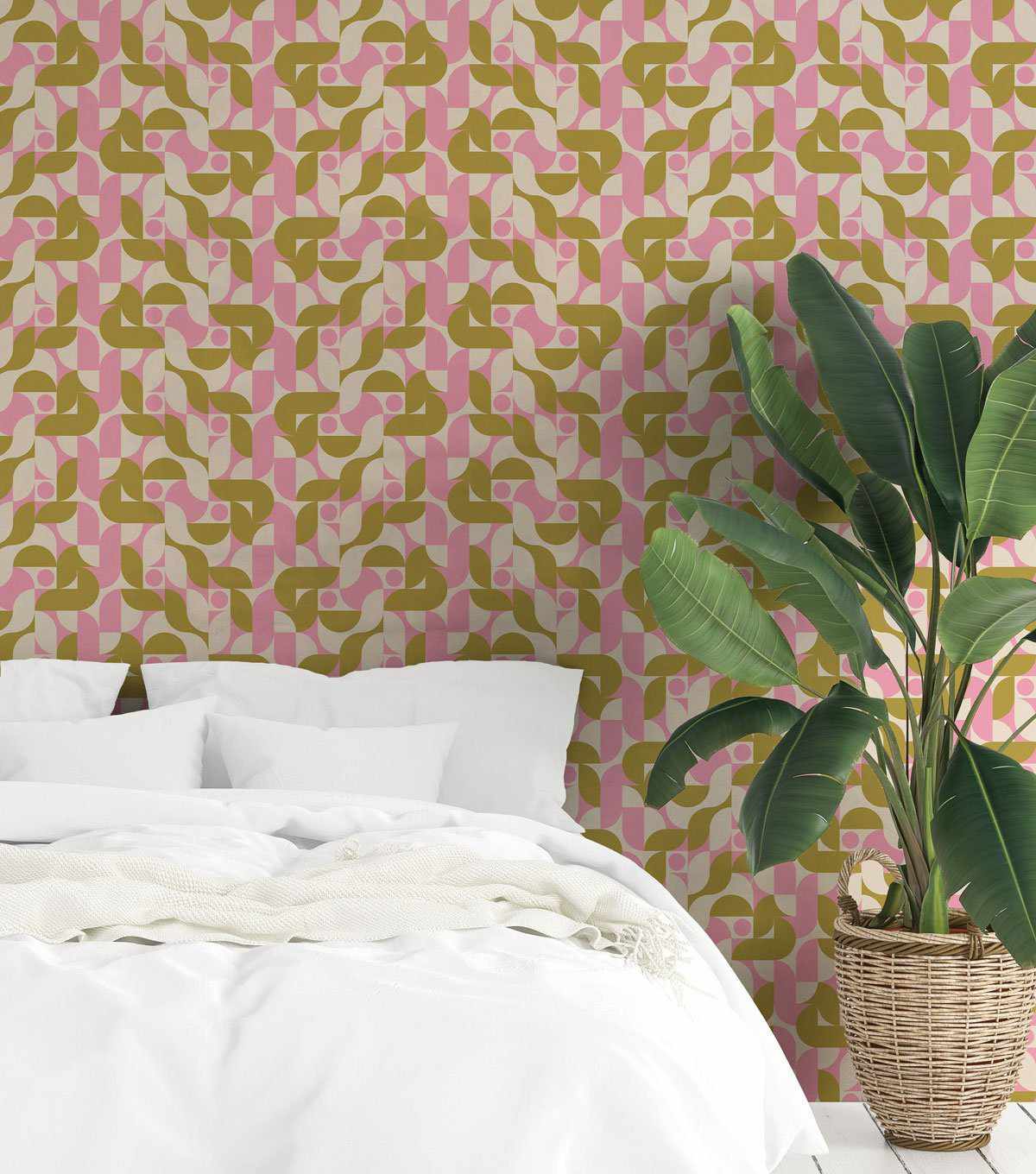 Van Life Retro Geometric Wallpaper - Olive et Oriel