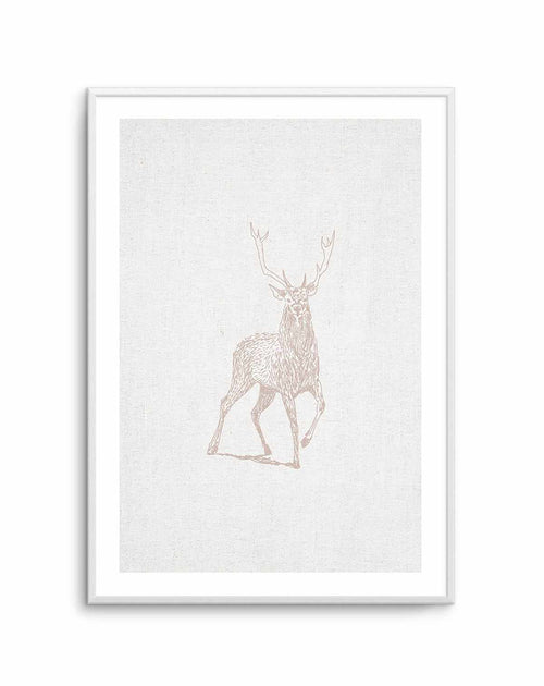 Vintage Deer on Linen | Customise Me! Art Print-PRINT-Olive et Oriel-Olive et Oriel-A5 | 5.8" x 8.3" | 14.8 x 21cm-Unframed Art Print-With White Border-Buy-Australian-Art-Prints-Online-with-Olive-et-Oriel-Your-Artwork-Specialists-Austrailia-Decorate-With-Coastal-Photo-Wall-Art-Prints-From-Our-Beach-House-Artwork-Collection-Fine-Poster-and-Framed-Artwork