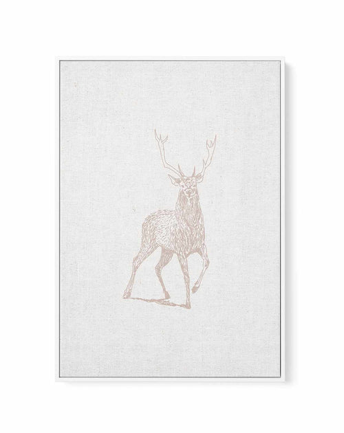 Vintage Deer on Linen | Framed Canvas-CANVAS-You can shop wall art online with Olive et Oriel for everything from abstract art to fun kids wall art. Our beautiful modern art prints and canvas art are available from large canvas prints to wall art paintings and our proudly Australian artwork collection offers only the highest quality framed large wall art and canvas art Australia - You can buy fashion photography prints or Hampton print posters and paintings on canvas from Olive et Oriel and have
