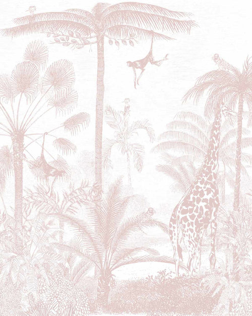 Vintage Jungle in Dusty Pink Wallpaper Mural - Olive et Oriel