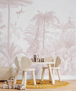Vintage Jungle in Dusty Pink Wallpaper Mural - Olive et Oriel
