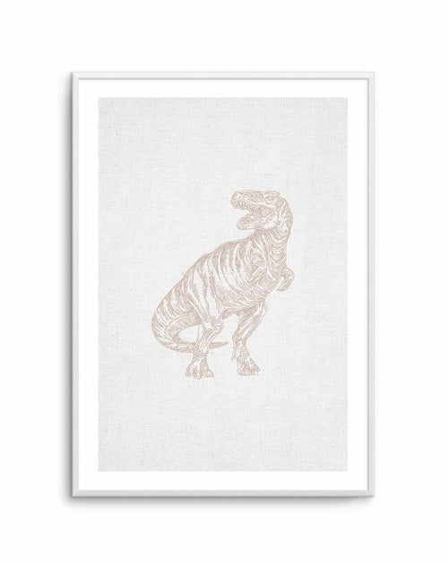 Vintage T-Rex on Linen | Customise Me! Art Print-PRINT-Olive et Oriel-Olive et Oriel-Buy-Australian-Art-Prints-Online-with-Olive-et-Oriel-Your-Artwork-Specialists-Austrailia-Decorate-With-Coastal-Photo-Wall-Art-Prints-From-Our-Beach-House-Artwork-Collection-Fine-Poster-and-Framed-Artwork