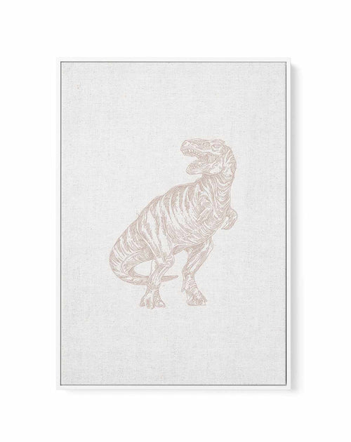 Vintage T-Rex on Linen | Framed Canvas-CANVAS-You can shop wall art online with Olive et Oriel for everything from abstract art to fun kids wall art. Our beautiful modern art prints and canvas art are available from large canvas prints to wall art paintings and our proudly Australian artwork collection offers only the highest quality framed large wall art and canvas art Australia - You can buy fashion photography prints or Hampton print posters and paintings on canvas from Olive et Oriel and hav