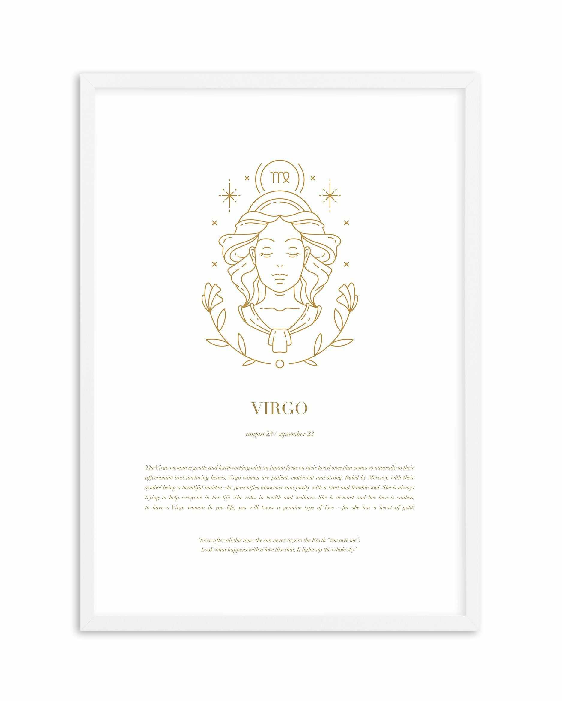 Virgo | Celestial Zodiac Art Print-PRINT-Olive et Oriel-Olive et Oriel-A4 | 8.3" x 11.7" | 21 x 29.7cm-White-With White Border-Buy-Australian-Art-Prints-Online-with-Olive-et-Oriel-Your-Artwork-Specialists-Austrailia-Decorate-With-Coastal-Photo-Wall-Art-Prints-From-Our-Beach-House-Artwork-Collection-Fine-Poster-and-Framed-Artwork