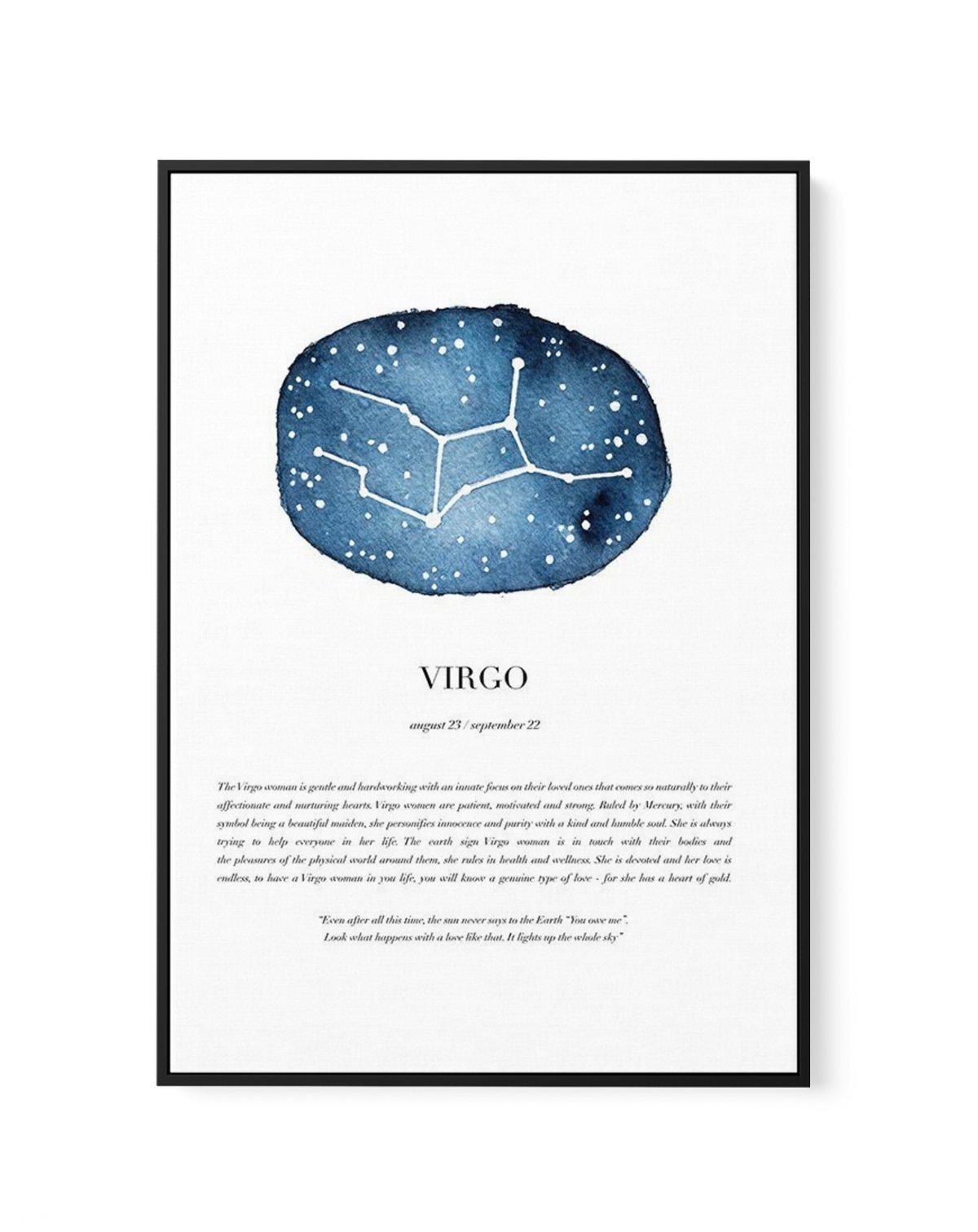 Virgo | Watercolour Zodiac | Framed Canvas-CANVAS-You can shop wall art online with Olive et Oriel for everything from abstract art to fun kids wall art. Our beautiful modern art prints and canvas art are available from large canvas prints to wall art paintings and our proudly Australian artwork collection offers only the highest quality framed large wall art and canvas art Australia - You can buy fashion photography prints or Hampton print posters and paintings on canvas from Olive et Oriel and