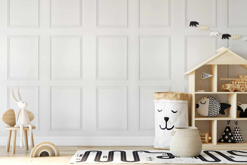 Light Gray Wainscoting and Leaf Patterned Wallpaper  Soul  Lane