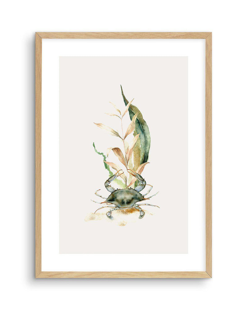 Watercolour Crab Art Print-PRINT-Olive et Oriel-Olive et Oriel-A5 | 5.8" x 8.3" | 14.8 x 21cm-Oak-With White Border-Buy-Australian-Art-Prints-Online-with-Olive-et-Oriel-Your-Artwork-Specialists-Austrailia-Decorate-With-Coastal-Photo-Wall-Art-Prints-From-Our-Beach-House-Artwork-Collection-Fine-Poster-and-Framed-Artwork