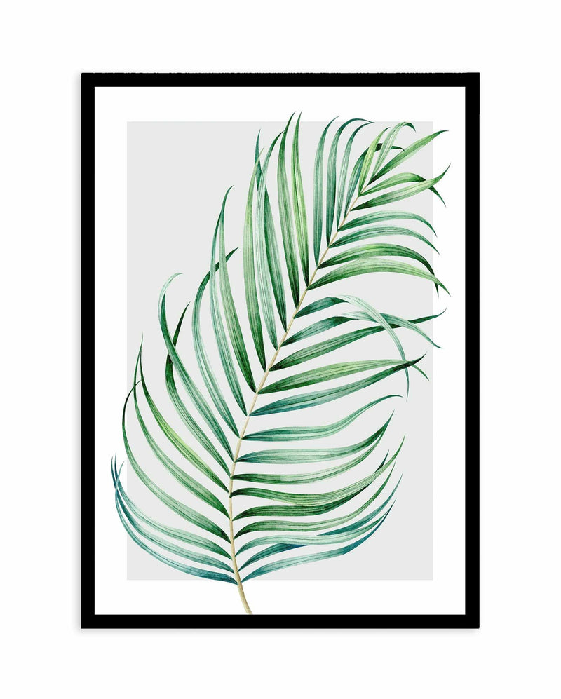 Watercolour Palm On Grey I Art Print-PRINT-Olive et Oriel-Olive et Oriel-A5 | 5.8" x 8.3" | 14.8 x 21cm-Black-With White Border-Buy-Australian-Art-Prints-Online-with-Olive-et-Oriel-Your-Artwork-Specialists-Austrailia-Decorate-With-Coastal-Photo-Wall-Art-Prints-From-Our-Beach-House-Artwork-Collection-Fine-Poster-and-Framed-Artwork