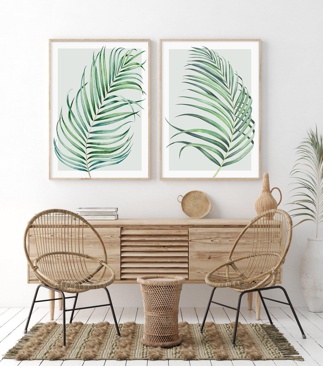 Watercolour Palm On Grey I Art Print-PRINT-Olive et Oriel-Olive et Oriel-Buy-Australian-Art-Prints-Online-with-Olive-et-Oriel-Your-Artwork-Specialists-Austrailia-Decorate-With-Coastal-Photo-Wall-Art-Prints-From-Our-Beach-House-Artwork-Collection-Fine-Poster-and-Framed-Artwork