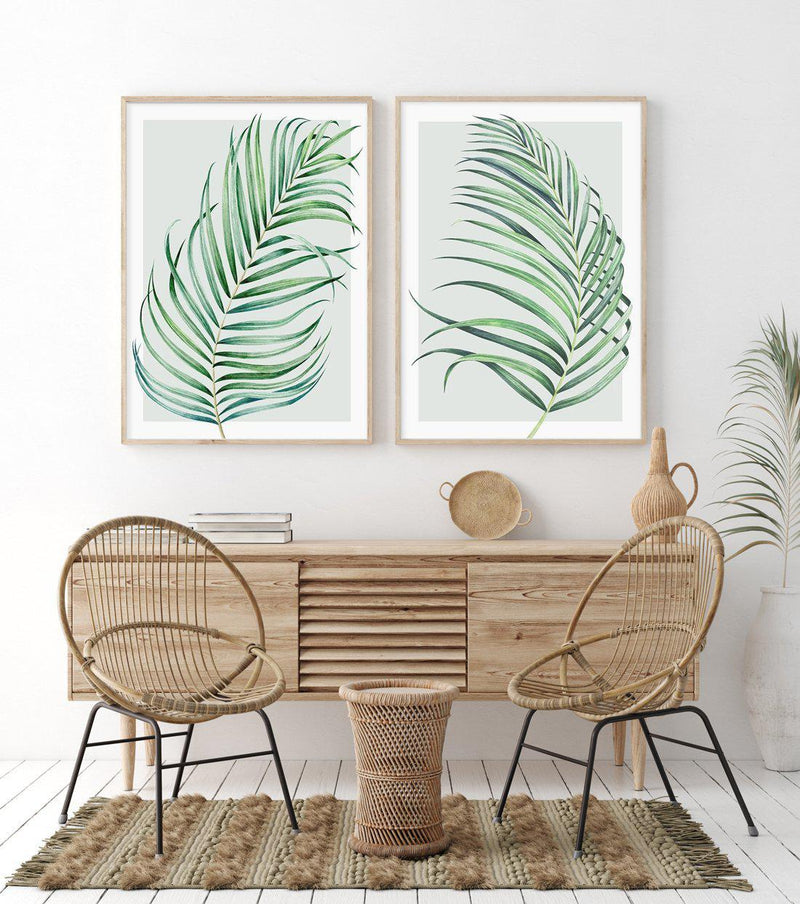 Watercolour Palm On Grey II Art Print-PRINT-Olive et Oriel-Olive et Oriel-Buy-Australian-Art-Prints-Online-with-Olive-et-Oriel-Your-Artwork-Specialists-Austrailia-Decorate-With-Coastal-Photo-Wall-Art-Prints-From-Our-Beach-House-Artwork-Collection-Fine-Poster-and-Framed-Artwork