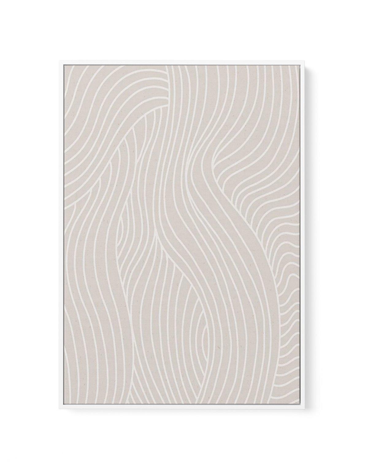 SHOP Wave Lines IV Abstract Line Art Framed Canvas Artwork in Oak ...