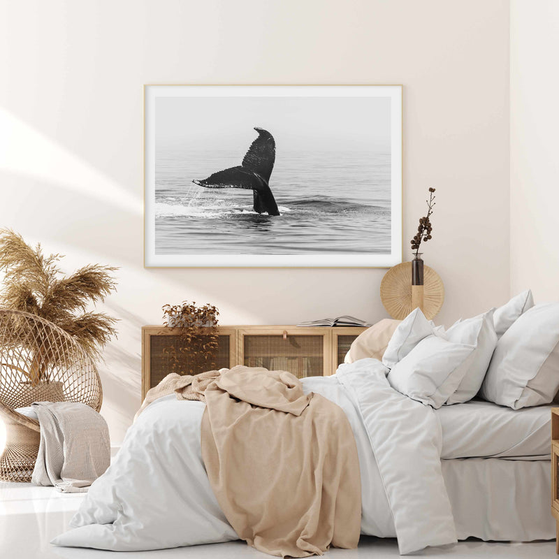 Whale Tail B&W | LS Art Print-PRINT-Olive et Oriel-Olive et Oriel-Buy-Australian-Art-Prints-Online-with-Olive-et-Oriel-Your-Artwork-Specialists-Austrailia-Decorate-With-Coastal-Photo-Wall-Art-Prints-From-Our-Beach-House-Artwork-Collection-Fine-Poster-and-Framed-Artwork
