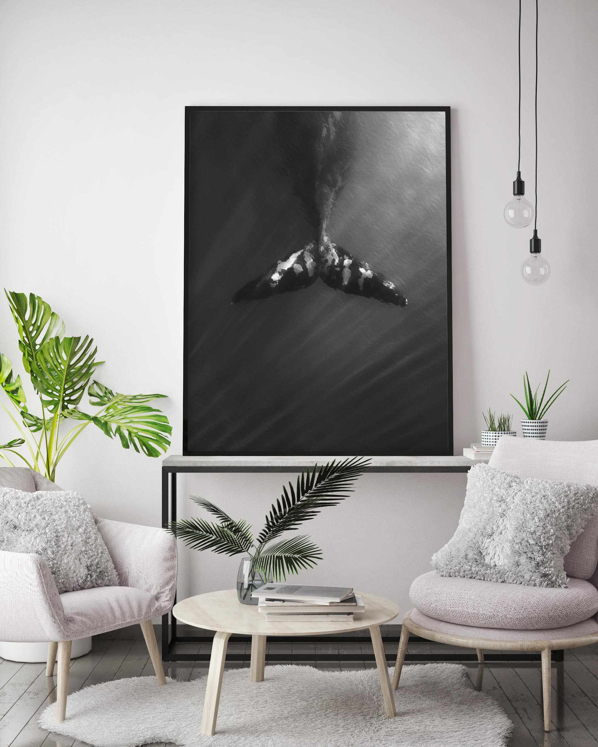 Whale Tail B&W | PT Art Print-PRINT-Olive et Oriel-Olive et Oriel-Buy-Australian-Art-Prints-Online-with-Olive-et-Oriel-Your-Artwork-Specialists-Austrailia-Decorate-With-Coastal-Photo-Wall-Art-Prints-From-Our-Beach-House-Artwork-Collection-Fine-Poster-and-Framed-Artwork