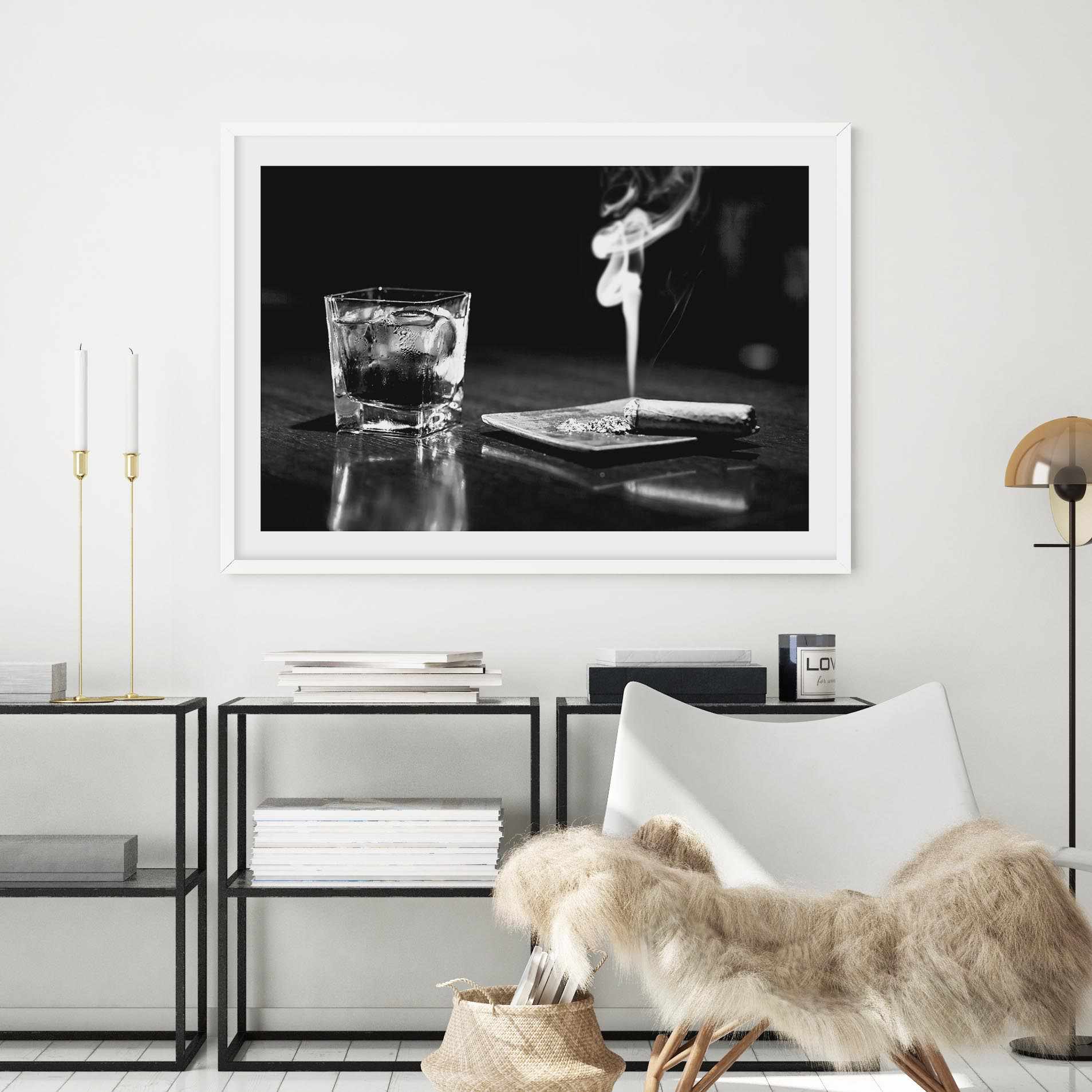 Whisky & Cigars Art Print-PRINT-Olive et Oriel-Olive et Oriel-Buy-Australian-Art-Prints-Online-with-Olive-et-Oriel-Your-Artwork-Specialists-Austrailia-Decorate-With-Coastal-Photo-Wall-Art-Prints-From-Our-Beach-House-Artwork-Collection-Fine-Poster-and-Framed-Artwork