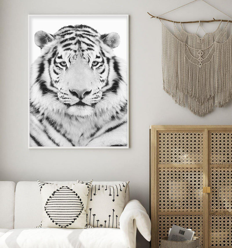 White Tiger Art Print-PRINT-Olive et Oriel-Olive et Oriel-Buy-Australian-Art-Prints-Online-with-Olive-et-Oriel-Your-Artwork-Specialists-Austrailia-Decorate-With-Coastal-Photo-Wall-Art-Prints-From-Our-Beach-House-Artwork-Collection-Fine-Poster-and-Framed-Artwork