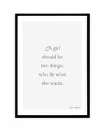 Who And What She Wants | Coco Chanel Art Print-PRINT-Olive et Oriel-Olive et Oriel-A5 | 5.8" x 8.3" | 14.8 x 21cm-Black-With White Border-Buy-Australian-Art-Prints-Online-with-Olive-et-Oriel-Your-Artwork-Specialists-Austrailia-Decorate-With-Coastal-Photo-Wall-Art-Prints-From-Our-Beach-House-Artwork-Collection-Fine-Poster-and-Framed-Artwork