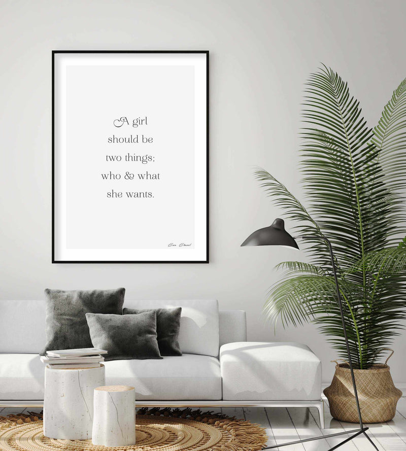 Who And What She Wants | Coco Chanel Art Print-PRINT-Olive et Oriel-Olive et Oriel-Buy-Australian-Art-Prints-Online-with-Olive-et-Oriel-Your-Artwork-Specialists-Austrailia-Decorate-With-Coastal-Photo-Wall-Art-Prints-From-Our-Beach-House-Artwork-Collection-Fine-Poster-and-Framed-Artwork