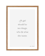 Who And What She Wants | Coco Chanel Art Print-PRINT-Olive et Oriel-Olive et Oriel-50x70 cm | 19.6" x 27.5"-Walnut-With White Border-Buy-Australian-Art-Prints-Online-with-Olive-et-Oriel-Your-Artwork-Specialists-Austrailia-Decorate-With-Coastal-Photo-Wall-Art-Prints-From-Our-Beach-House-Artwork-Collection-Fine-Poster-and-Framed-Artwork