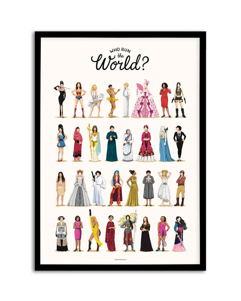 Who Run The World | Draw Me A Song Collection Art Print-PRINT-Olive et Oriel-Olive et Oriel-A5 | 5.8" x 8.3" | 14.8 x 21cm-Black-With White Border-Buy-Australian-Art-Prints-Online-with-Olive-et-Oriel-Your-Artwork-Specialists-Austrailia-Decorate-With-Coastal-Photo-Wall-Art-Prints-From-Our-Beach-House-Artwork-Collection-Fine-Poster-and-Framed-Artwork
