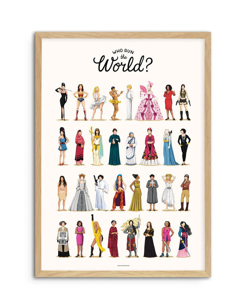 Who Run The World | Draw Me A Song Collection Art Print-PRINT-Olive et Oriel-Olive et Oriel-A5 | 5.8" x 8.3" | 14.8 x 21cm-Oak-With White Border-Buy-Australian-Art-Prints-Online-with-Olive-et-Oriel-Your-Artwork-Specialists-Austrailia-Decorate-With-Coastal-Photo-Wall-Art-Prints-From-Our-Beach-House-Artwork-Collection-Fine-Poster-and-Framed-Artwork