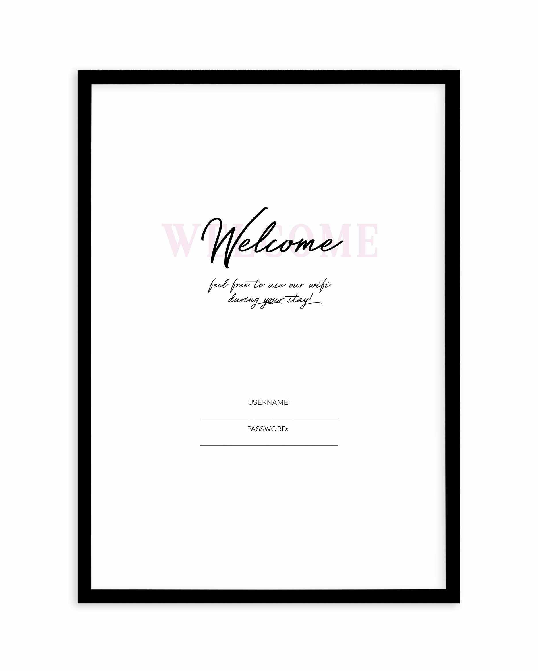 Wifi - Welcome... Art Print-PRINT-Olive et Oriel-Olive et Oriel-A5 | 5.8" x 8.3" | 14.8 x 21cm-Black-With White Border-Buy-Australian-Art-Prints-Online-with-Olive-et-Oriel-Your-Artwork-Specialists-Austrailia-Decorate-With-Coastal-Photo-Wall-Art-Prints-From-Our-Beach-House-Artwork-Collection-Fine-Poster-and-Framed-Artwork