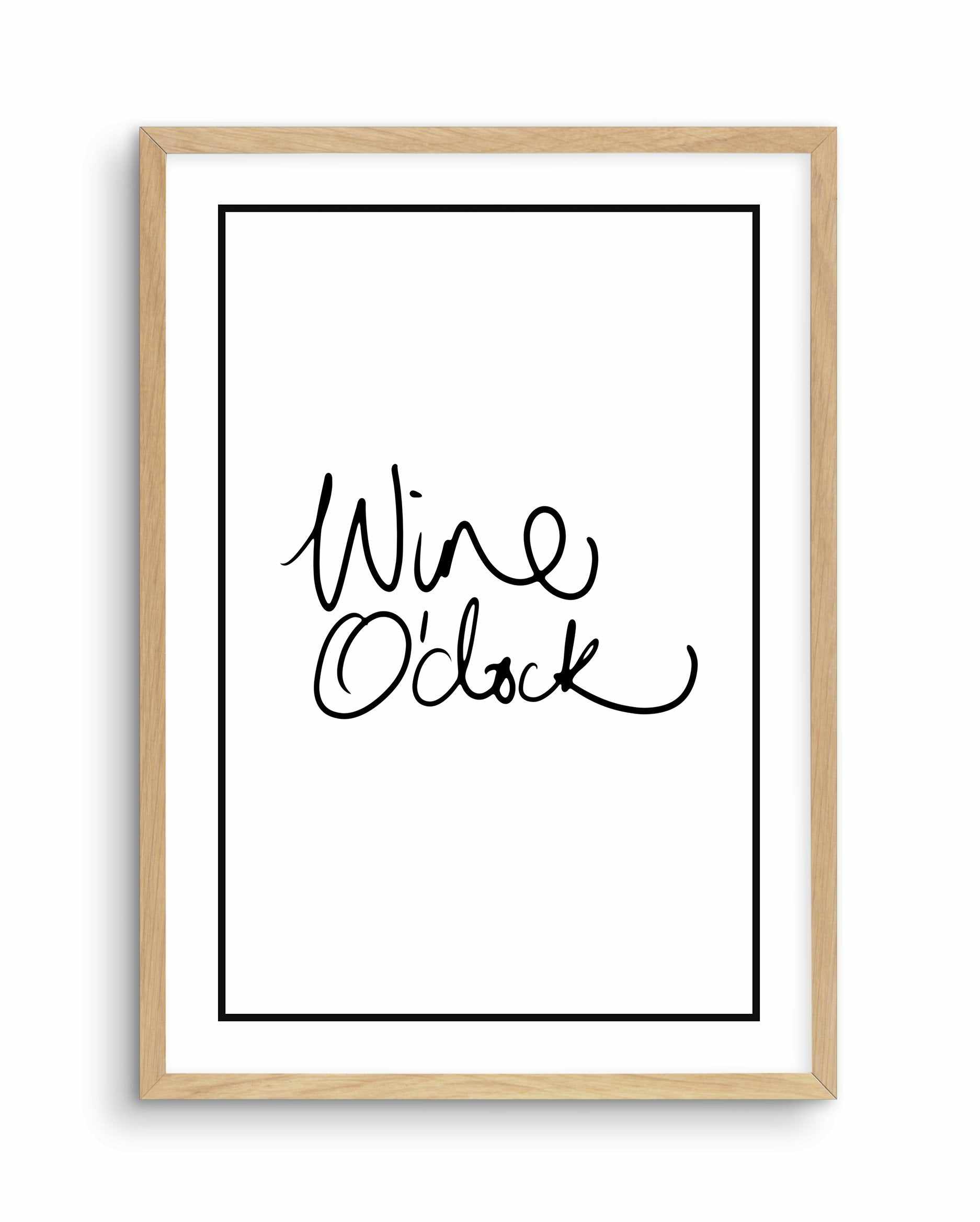 Wine O'Clock | 2 Colour Options Art Print-PRINT-Olive et Oriel-Olive et Oriel-A5 | 5.8" x 8.3" | 14.8 x 21cm-Oak-With White Border-Buy-Australian-Art-Prints-Online-with-Olive-et-Oriel-Your-Artwork-Specialists-Austrailia-Decorate-With-Coastal-Photo-Wall-Art-Prints-From-Our-Beach-House-Artwork-Collection-Fine-Poster-and-Framed-Artwork