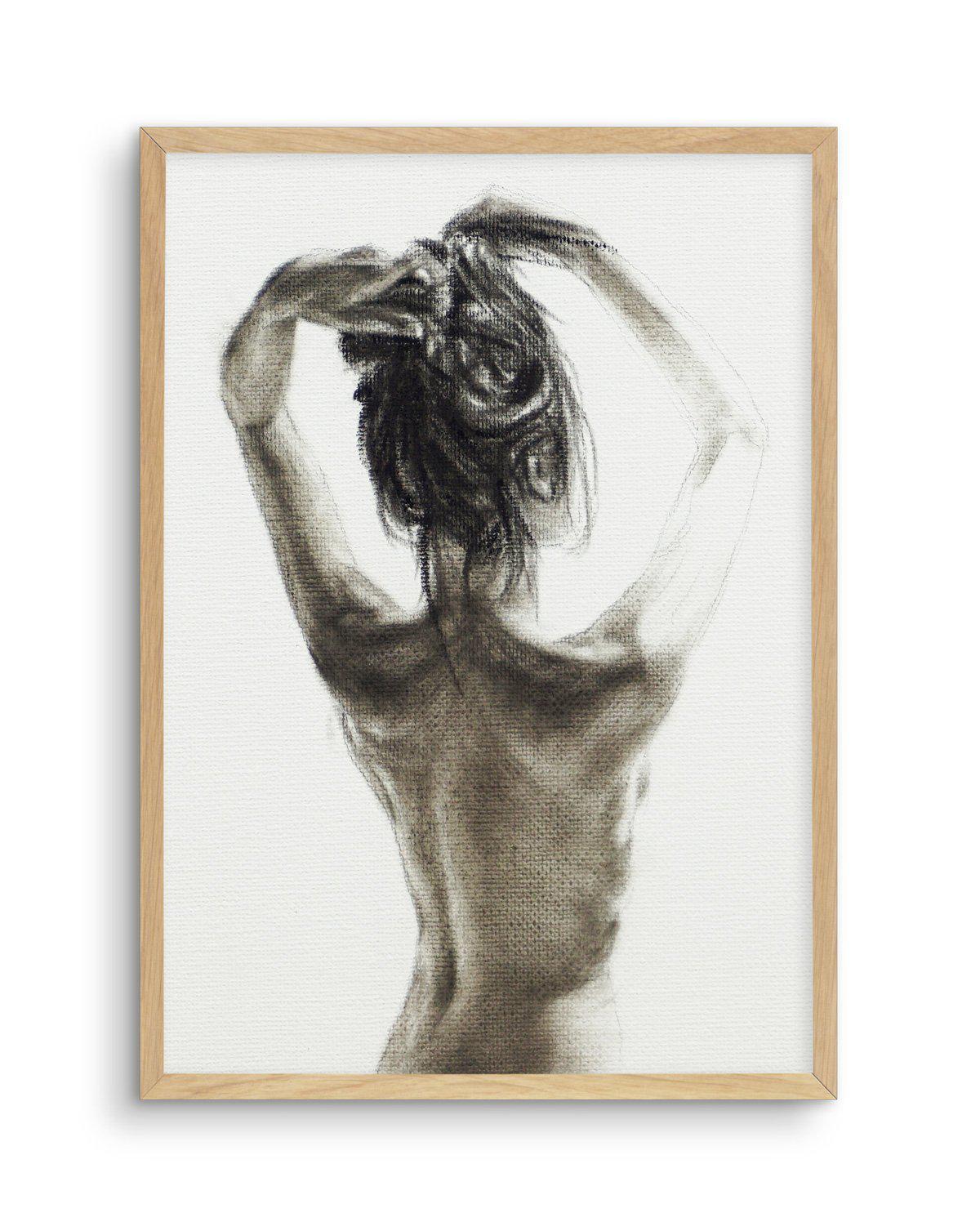 Woman in Charcoal Art Print-PRINT-Olive et Oriel-Olive et Oriel-A5 | 5.8" x 8.3" | 14.8 x 21cm-Oak-With White Border-Buy-Australian-Art-Prints-Online-with-Olive-et-Oriel-Your-Artwork-Specialists-Austrailia-Decorate-With-Coastal-Photo-Wall-Art-Prints-From-Our-Beach-House-Artwork-Collection-Fine-Poster-and-Framed-Artwork