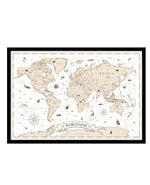 World Map | Beige Art Print-PRINT-Olive et Oriel-Olive et Oriel-A5 | 5.8" x 8.3" | 14.8 x 21cm-Black-With White Border-Buy-Australian-Art-Prints-Online-with-Olive-et-Oriel-Your-Artwork-Specialists-Austrailia-Decorate-With-Coastal-Photo-Wall-Art-Prints-From-Our-Beach-House-Artwork-Collection-Fine-Poster-and-Framed-Artwork