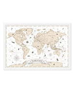 World Map | Beige Art Print-PRINT-Olive et Oriel-Olive et Oriel-A5 | 5.8" x 8.3" | 14.8 x 21cm-White-With White Border-Buy-Australian-Art-Prints-Online-with-Olive-et-Oriel-Your-Artwork-Specialists-Austrailia-Decorate-With-Coastal-Photo-Wall-Art-Prints-From-Our-Beach-House-Artwork-Collection-Fine-Poster-and-Framed-Artwork