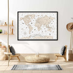 World Map | Beige Art Print-PRINT-Olive et Oriel-Olive et Oriel-Buy-Australian-Art-Prints-Online-with-Olive-et-Oriel-Your-Artwork-Specialists-Austrailia-Decorate-With-Coastal-Photo-Wall-Art-Prints-From-Our-Beach-House-Artwork-Collection-Fine-Poster-and-Framed-Artwork